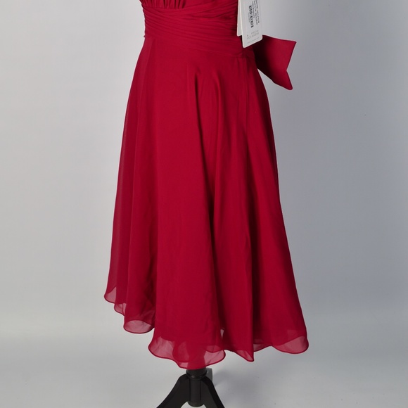 JJs House Highlow open back dress in burgundy - Picture 7 of 8